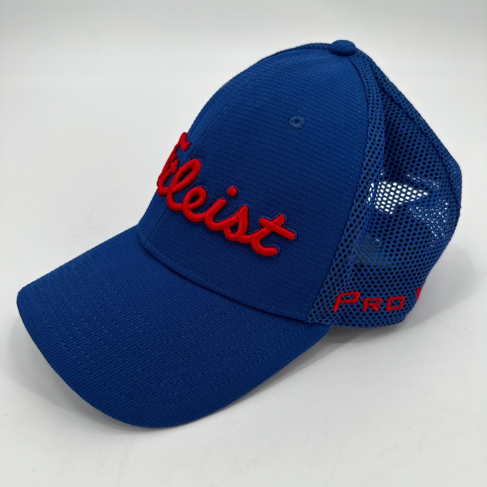Footjoy Titleist Golf Hat Blue Red Mesh Back Snapback Cap FootJoy Pro V1 Logo